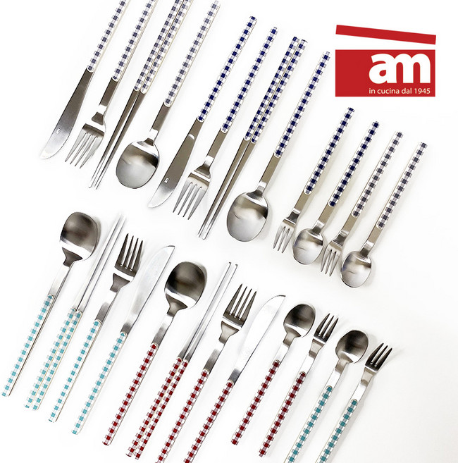 [백화점브랜드]이태리 am 스카치 수저세트/포크/나이프 커트러리, 1개, 디저트스푼, 블루