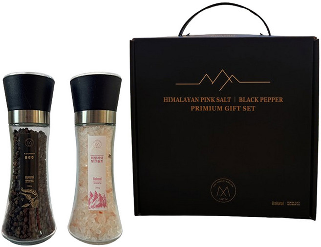 솔트엠 히말라야 핑크솔트&통후추 유리그라인더 답례 선물세트, 300g, 1개