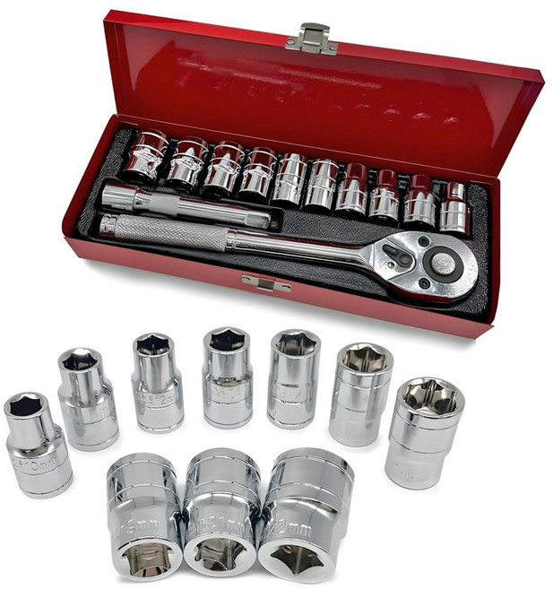 소켓렌치 세트 12PCS 라쳇핸들 복스알, 1세트