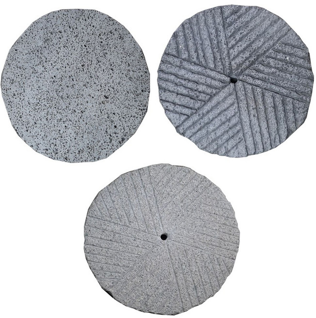 [레드조경] 원형 디딤석 디딤돌 현무암 화산석 정원석 전원주택정원꾸미기 카페인테리어 판석 마당조경 현무암부정형 구들장 자갈 해미석 정원디딤석 마당조경 전원주택조경 옥상조경 경계석, 1개, 1.현우암원형(구멍거의없음) 40cm