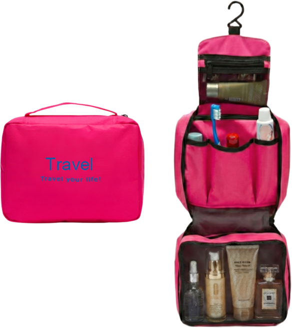 어썸트립 컬러 여행용 고리달린 워시백 방수 세면도구 파우치