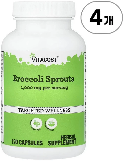 비타코스트 브로콜리 스프라우트 Vitacost Broccoli Sprouts 500 mg 120정, 4개 - 쿠팡