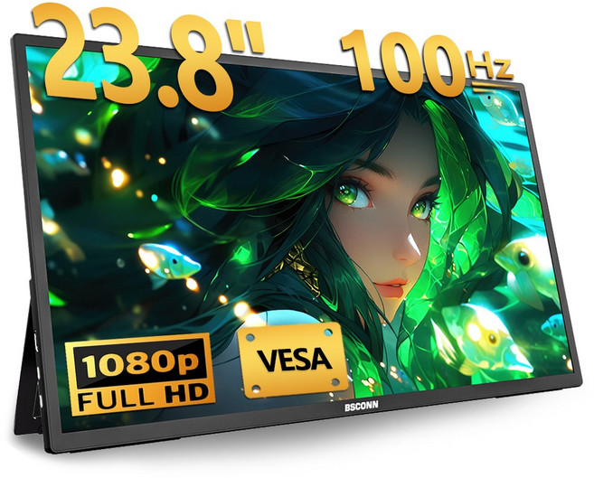 BSCONN 베쓰콘 23.8인치 FHD 100Hz 포터블 휴대용 모니터, F18 Pro, 54.6cm