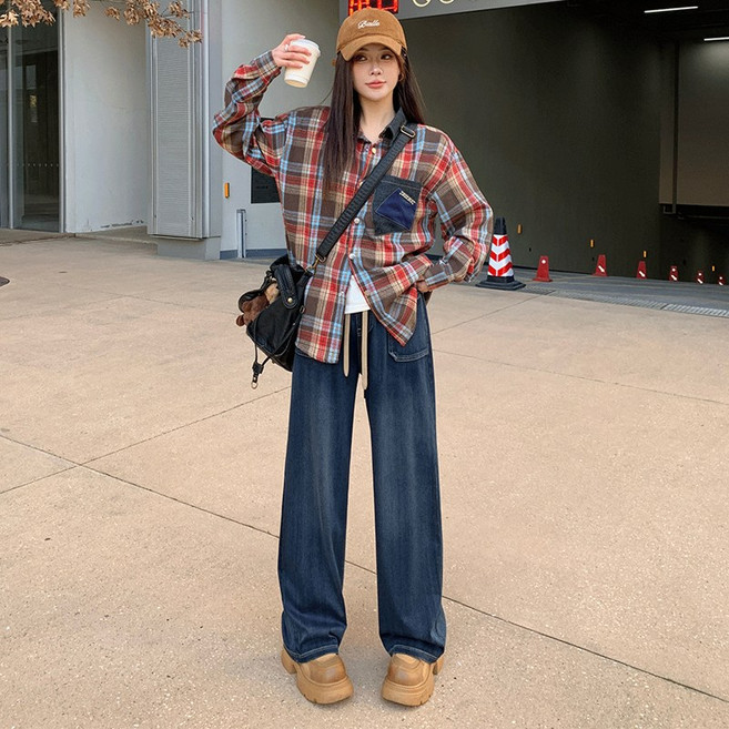 8bloom 우먼즈 세미와이드 허리밴딩 데님팬츠