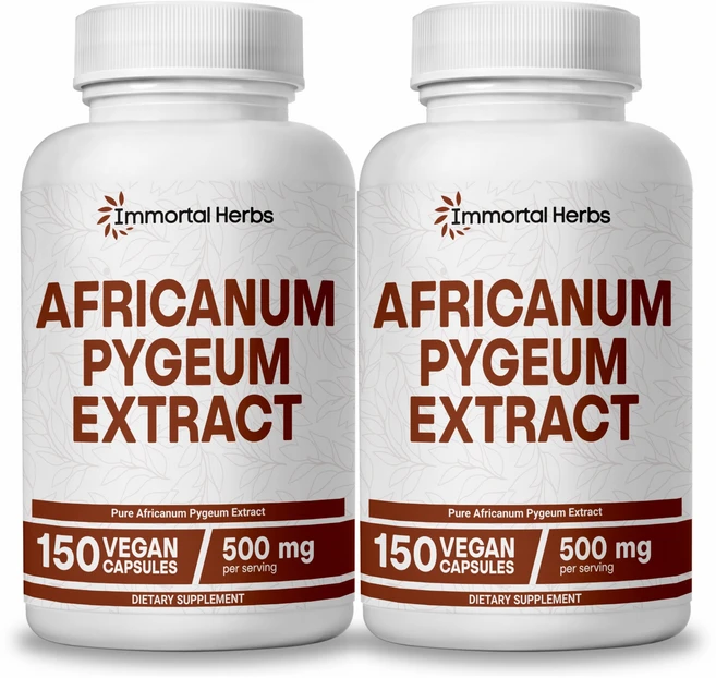 Immortal Herbs 아프리칸움 피금 프로스테이트 12500mg 25:1 추출물 남녀용 엑스트라 스트렝스 피금 보충제 비-GMO 및 글루텐 프리 껍질 추출 캡슐, 2개, 150회분 - 쿠팡