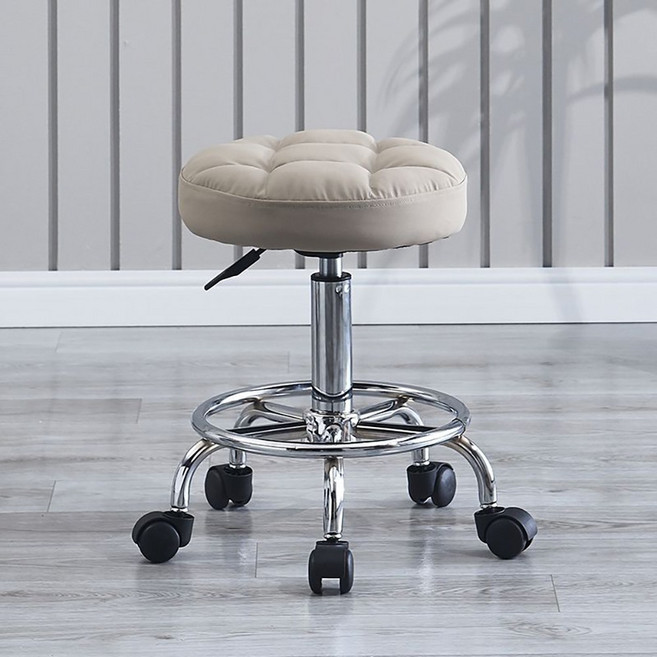 미용실 네일샵 이발소 바퀴 원형 스툴 침실 회전형 높이조절 화장대 의자, 그레이, 무등받이형(바퀴A)