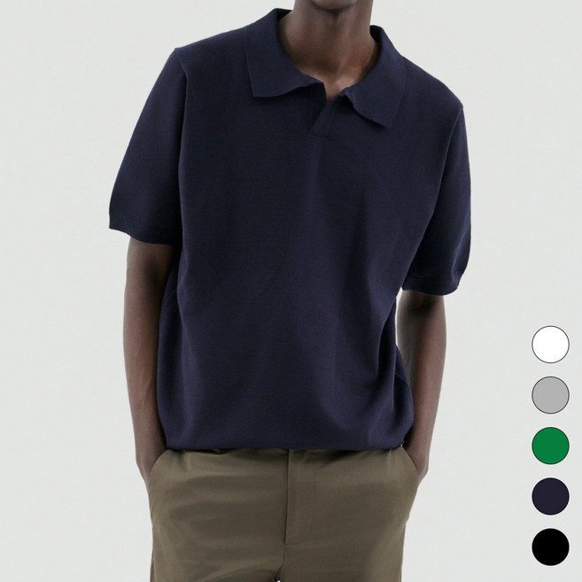 트래드클럽 베리 베이직 사계절 카라 반팔 니트 (5컬러 M~5XL)