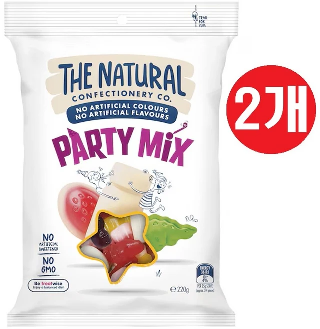 [호주정품직구] 호주 더 내추럴 The Natural 파티 믹스 젤리 Party Mix Jellies - 천연 무색소 무향료 건강 젤리, 220g, 2개 - 쿠팡