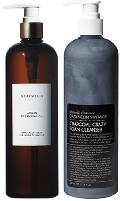 그레이멜린 아르간 클렌징 오일 500ml + 크레이지 대용량 폼 클렌져 차콜 500ml