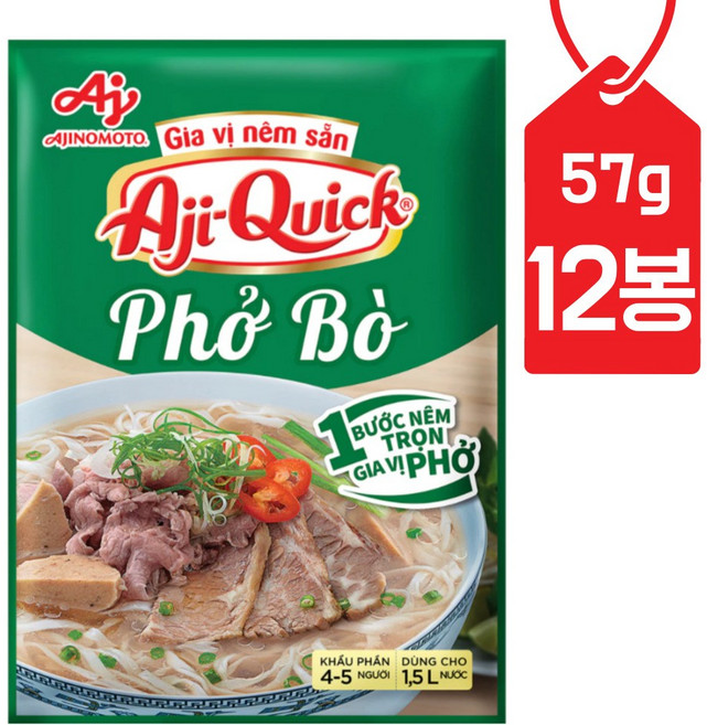 베트남 아지노모토 소고기 쌀국수 육수 57g x12 Aji-Quick Pho Bo 포보