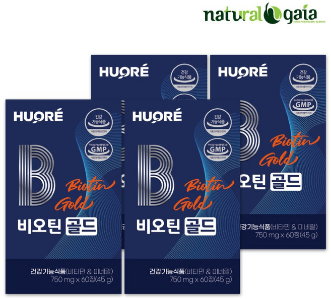 맥주효모 비오틴골드 4병 효모 판토텐산 L시스틴, 4개, 60정