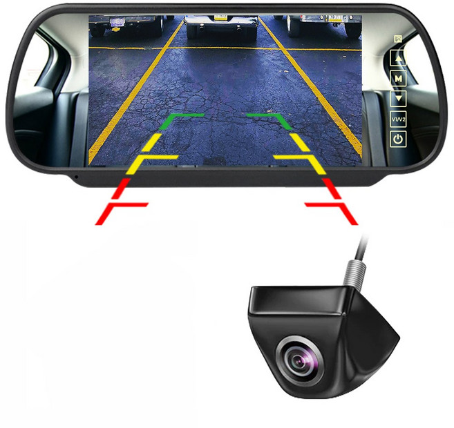 카메라+모니터 화물차용 7인치 룸미러 후방카메라 풀세트, 블랙카메라, 6M(기본/일반 승용차)