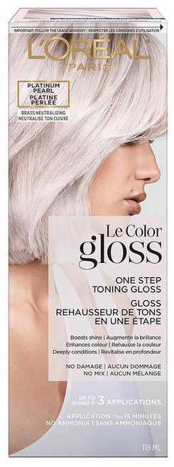 로레알 파리 르 컬러 글로스 원스텝 토닝 글로스 인샤워 헤어 토너 딥 컨디셔닝 트리트먼트 포뮬라 흰머리용 실버 슬레이트 키트 1개 139893, 1