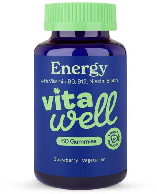 영국 비타웰 Vitawell Energy 에너지 with 비타민B6 B12 니아신 비오틴 구미, 2개, 60정