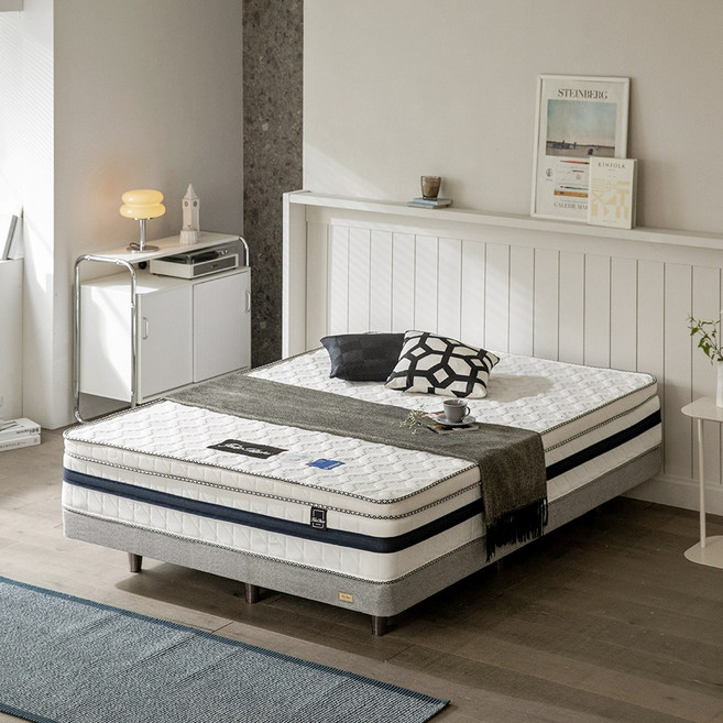 펠리스침대 프레스턴 유로탑 독립스프링 매트리스 S/SS/D/Q/K/LK/SK 싱글/슈퍼싱글/더블/퀸/킹/라지킹/슈퍼킹, 화이트,네이비, 270mm