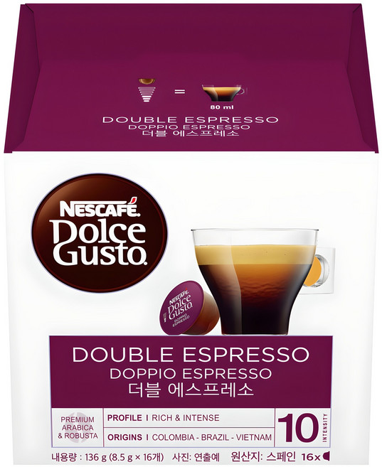 돌체구스토 더블 에스프레소 캡슐커피, 8.5g, 16개입, 1개