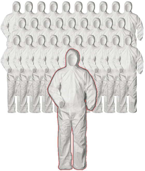 일회용 여름 겨울 방진복 보호복 방호복 방역복 정비복 작업용 작업복 흰색 50개, XL, 화이트