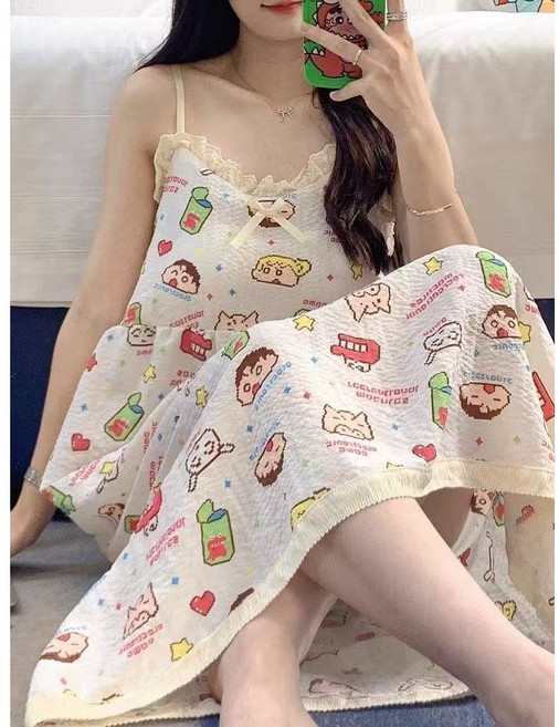 짱구 여사 여름 루즈핏 홈웨어 원피스 잠옷