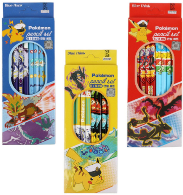 포켓몬스터 초등 연필 8본, 3개, 혼합