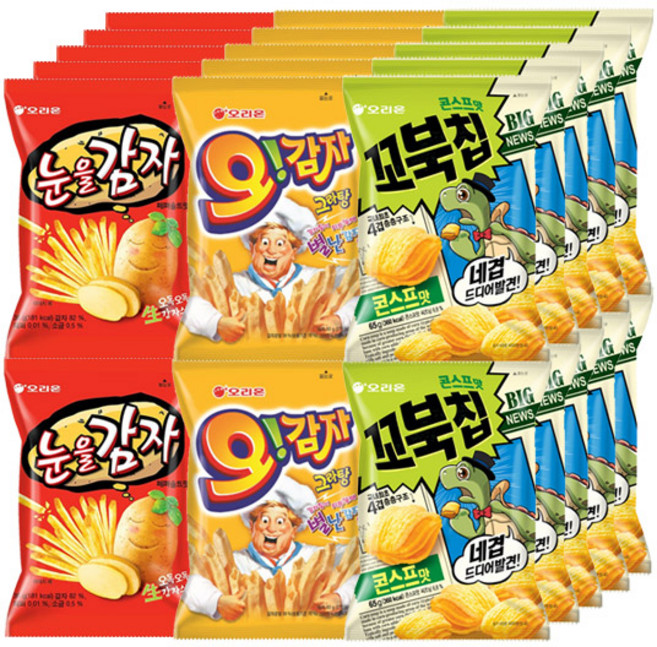 오리온 미니스낵 3종(눈을감자10+꼬북칩10+오감자그라탕10)