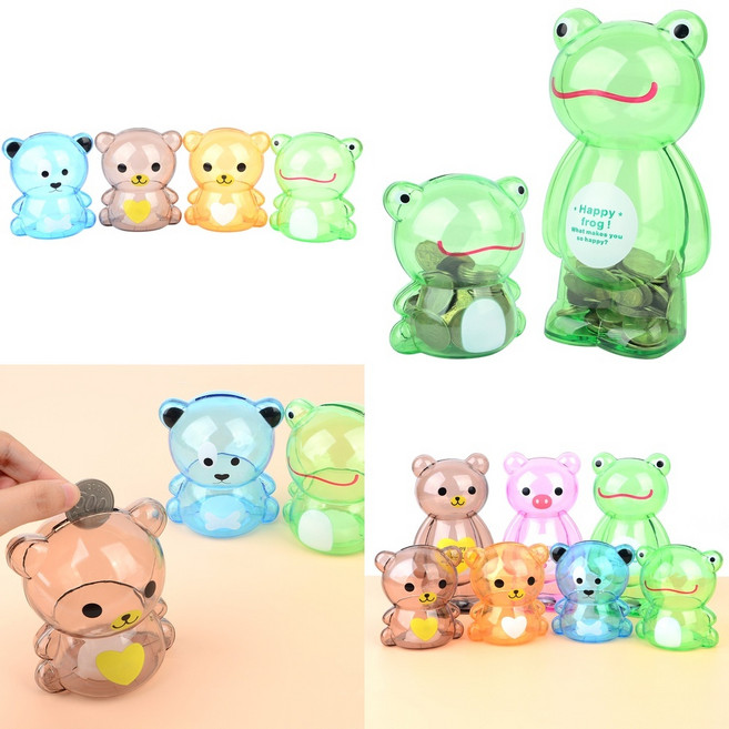 투명 아크릴 동전 적금통 인테리어 소품 투명 저금통 구입 저축용품 인테리어소품, 소(랜덤)