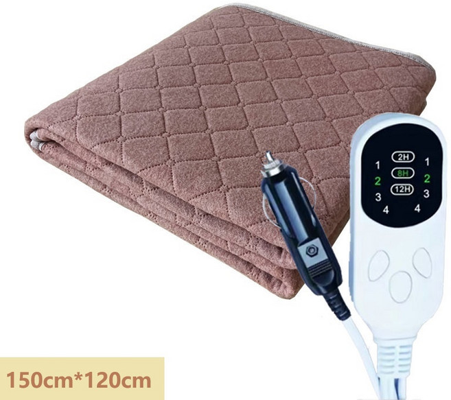 Apnoo 12V 차박 실속형 탄소섬유 온열매트 차량용전기전기장판 전기매트 12v 전기장판 탄소 온열 매트 장판 온열 열선 캠핑 매트 전기 시트 SUV 캠핑카, 1개, 캐러멜색상150*120