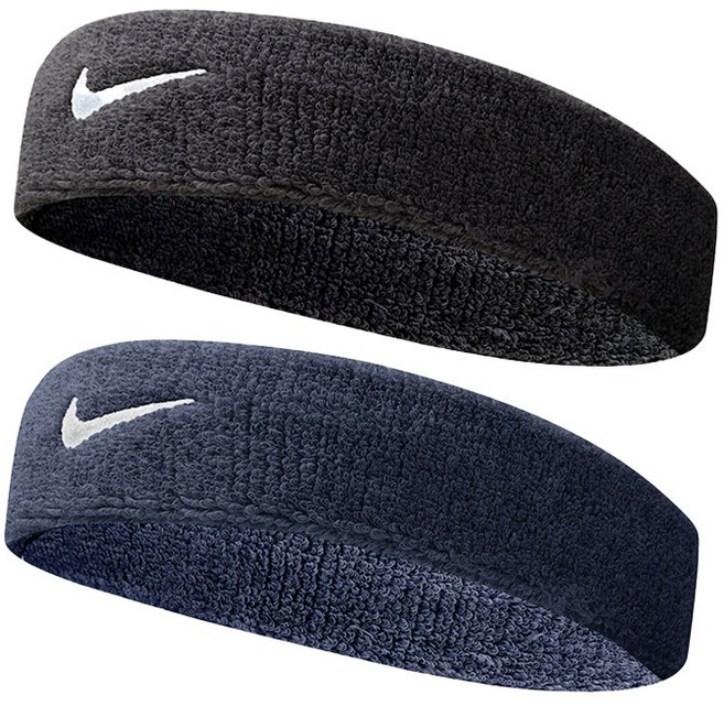 나이키 스우시 클래식 헤어밴드 2P, 1세트, 블랙+네이비