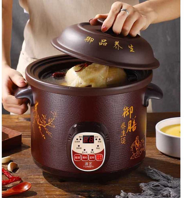 슬로우 쿠커 황토 중탕기 약탕기 구운계란 멀티 냄비, 1개, 6리터  4-8명이 사용