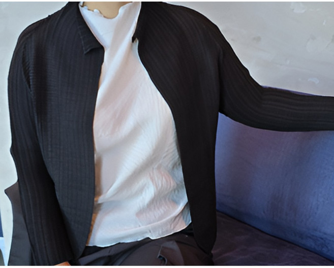 Nifla 플리츠 4계절 노카라 심플 오픈가디건 니플라