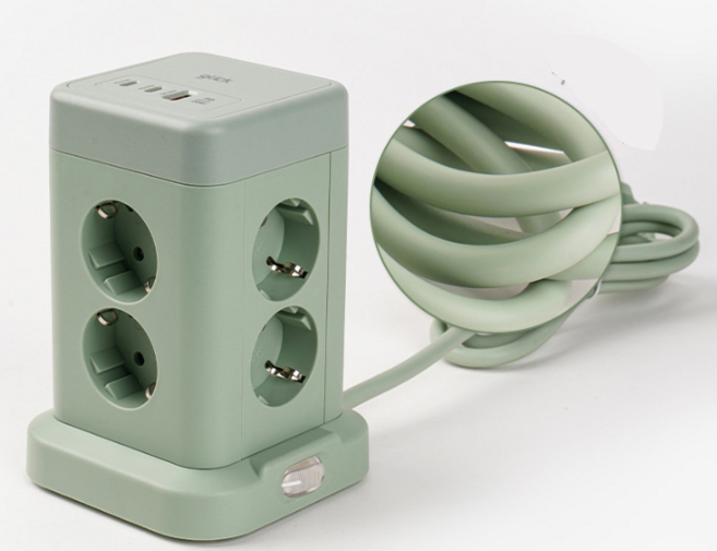 지클릭커 타워 8구 고용량 4000W USB 멀티탭 NP708PD 화이트, 1개, 타워형 8구 화이트, 2m