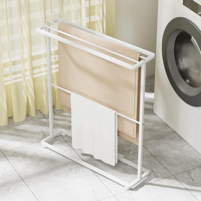 JSUSUJ 틈새 2단 수건걸이 욕실 화장실 타올걸이, 1개, WHITE