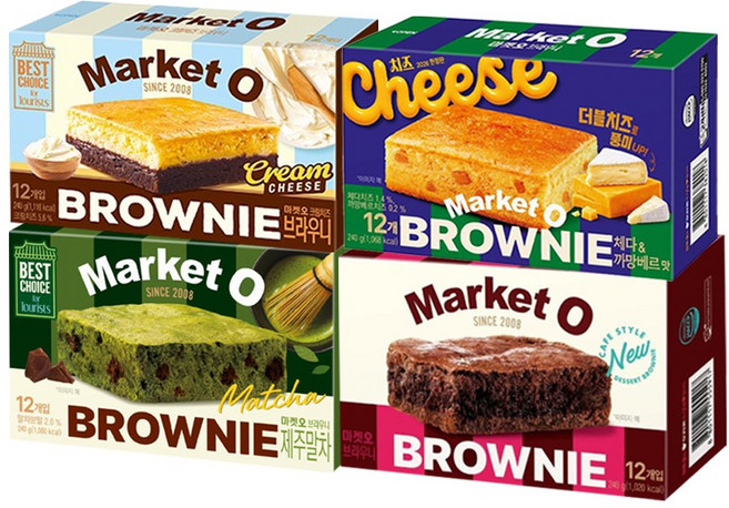 마켓오 브라우니 세트 체다까망베르+브라우니+크림치즈+제주말차 240g (총 4개)