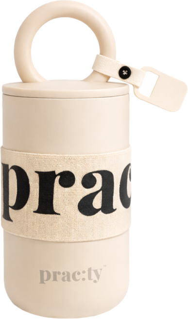 프랙티 보온보냉 스테인리스 텀블러 500ml 루프형 이중스텐 미니 머그컵 휴대용, 베이지, 1개