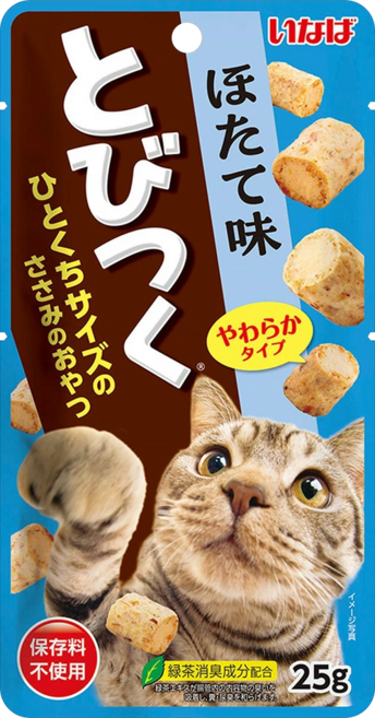 [오늘까까] 이나바 토비츠쿠 고양이 간식 파우치, 가리비맛, 25g, 4개