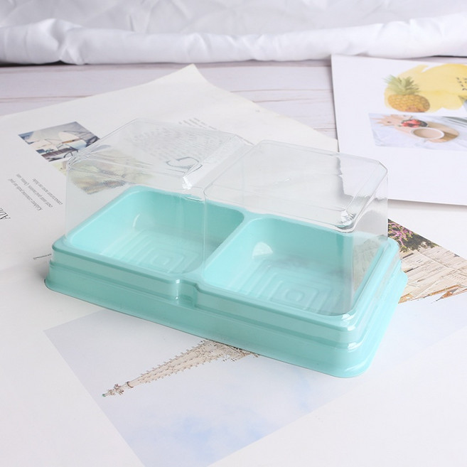 화과자 곶감단지 떡 양갱 포장 2구 케이스 투명 상자 용기 50개, 블루 50개