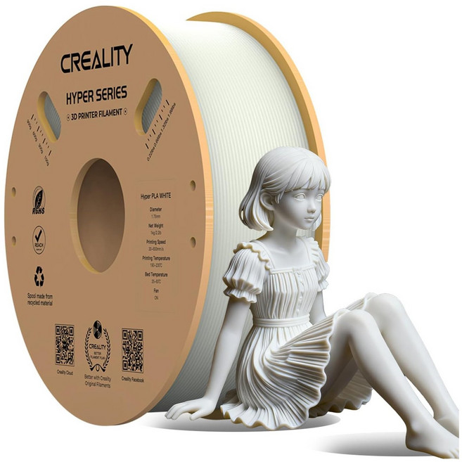 크리얼리티 CREALITY Hyper PLA 3D 프린터 고속 프린팅 소모품 소모품 부품 1.75mm, 흰색