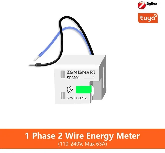 3상 4 선 63A 스마트 미터 Zigbee WiFi 전력 모니터링 센서 Tuya Zigbee2MQTT 홈 어시스턴트 208V 415V와, 03 Zigbee 1 Phase
