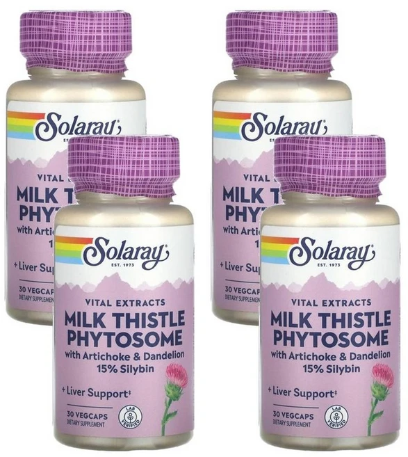 솔라레이 바이탈 추출물 밀크씨슬 피토솜, 4개, 30정 - 쿠팡