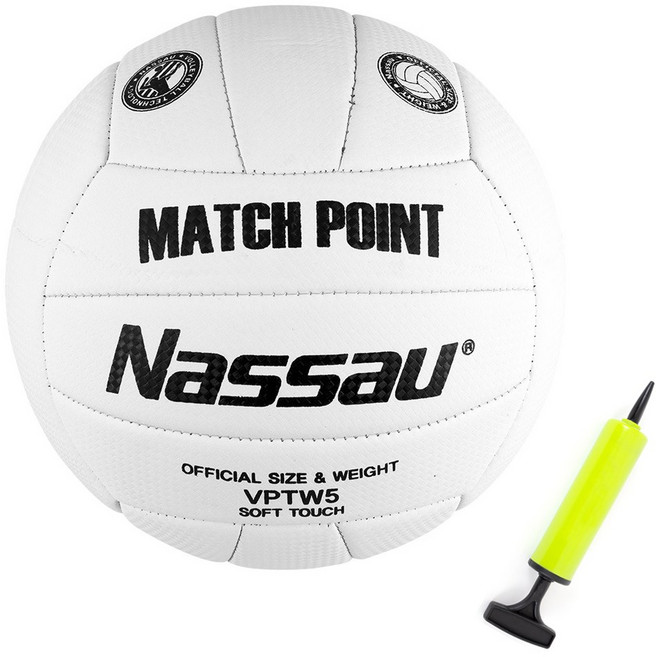 낫소 배구공 매치포인트 5호 +투센 볼펌프, 화이트, 1개