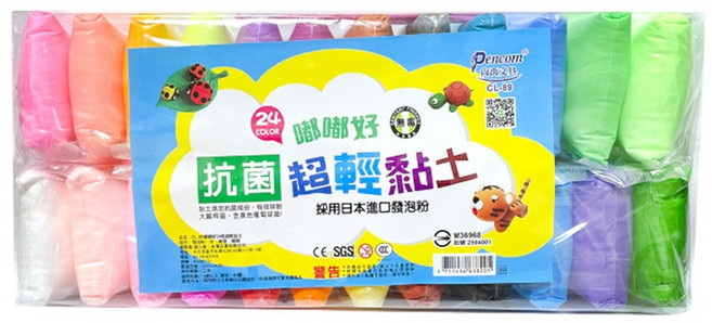 Pencom 尚禹 24色 贈工具組 不黏手超輕土 手工藝教學適用, 1個, 輕黏土 24色