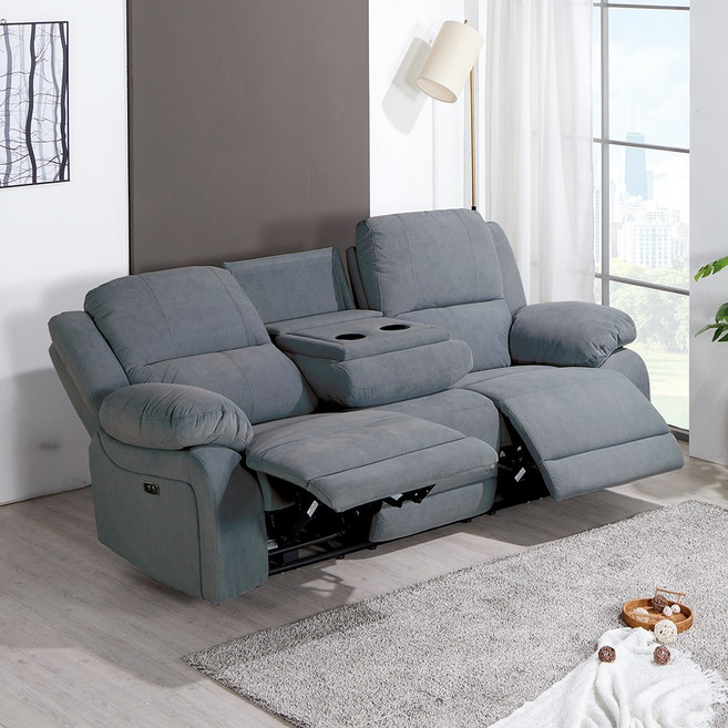 바네스 제로월 이지클린 조야원단 전동 3인 리클라이너소파 (USB포트 홈바) - 진그레이