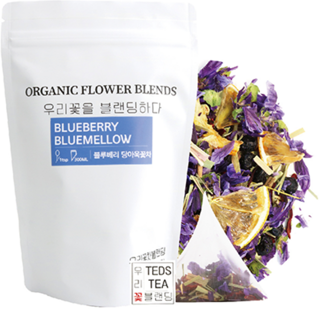 당아욱꽃차 블루베리차 티백 리필형 꽃차 과일차 블랜딩차, 1개, 1g, 30개입