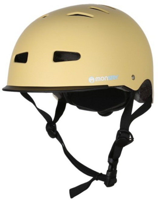 몬스터 어반 헬멧 어린이 인라인 자전거 킥보드 안전모, 베이지, 1개