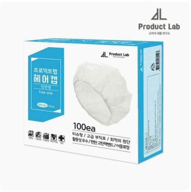 프로덕트랩 부직포 헤어캡 일반형 100p, 화이트, 1개