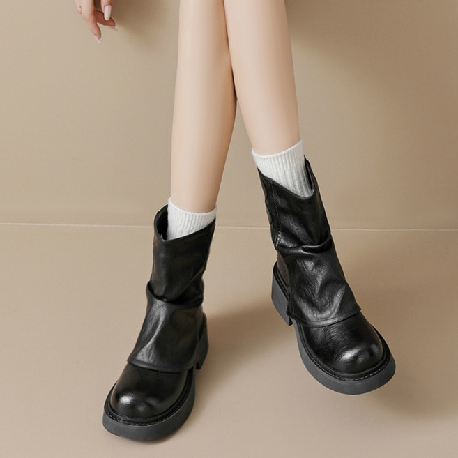 여성 앵클부츠 앵글부츠 가죽앵클부츠 워커부츠 캐주얼 통굽 신발