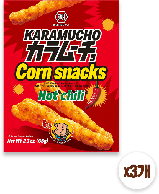 카라무쵸 핫 칠리 콘스넥, 65g, 3개