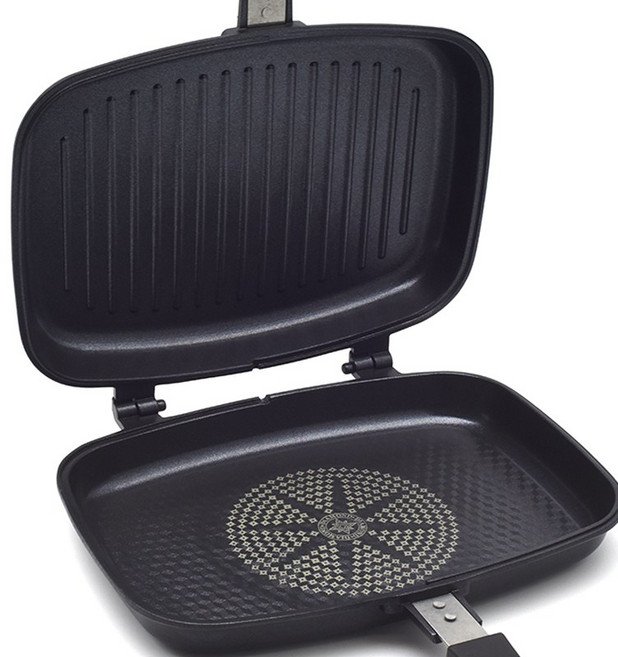 베네치아 IH 양면팬인덕션 사용가능 양면후라이팬 생선팬 삼겹살팬 캠핑, 1개, 단품