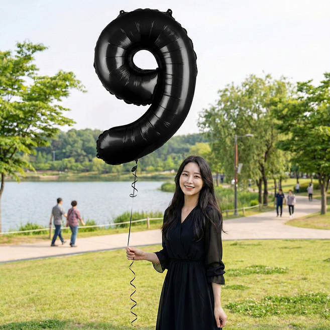 이벤트홀릭 헬륨 완제품 초대형 숫자풍선 40인치, 1개, 블랙 9