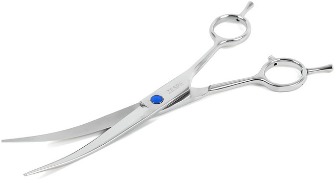 제스파 퍼피스 커브 반려동물 미용가위 18cm, 블루볼트, 1개