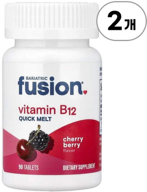바리아트릭 퓨전 비타민 B12 퀵 멜트 체리 베리 Bariatric Fusion Vitamin B12 Quick Melt Cherry Berry 90정, 2개 - 쿠팡